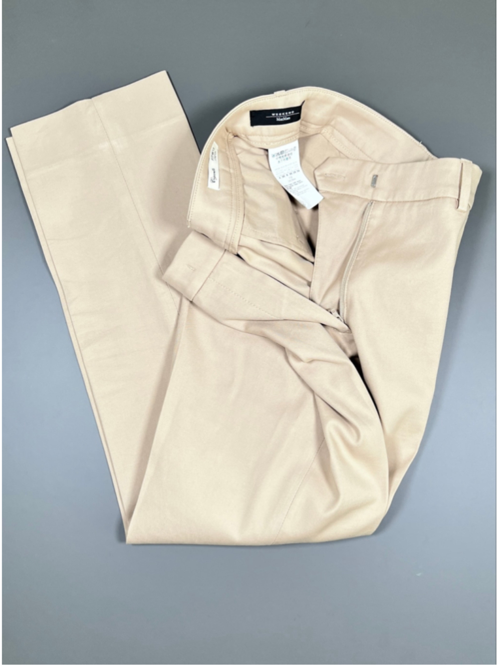 Weekend MaxMara Womans Pants Cigarette Trousers Size 4 Beige Stretch